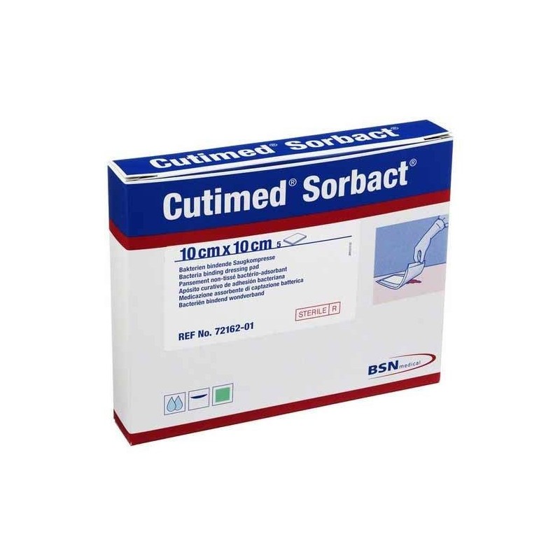 Medicazione adsorbente di captazione batterica cutimed sorbact 10x10cm 5 pezzi