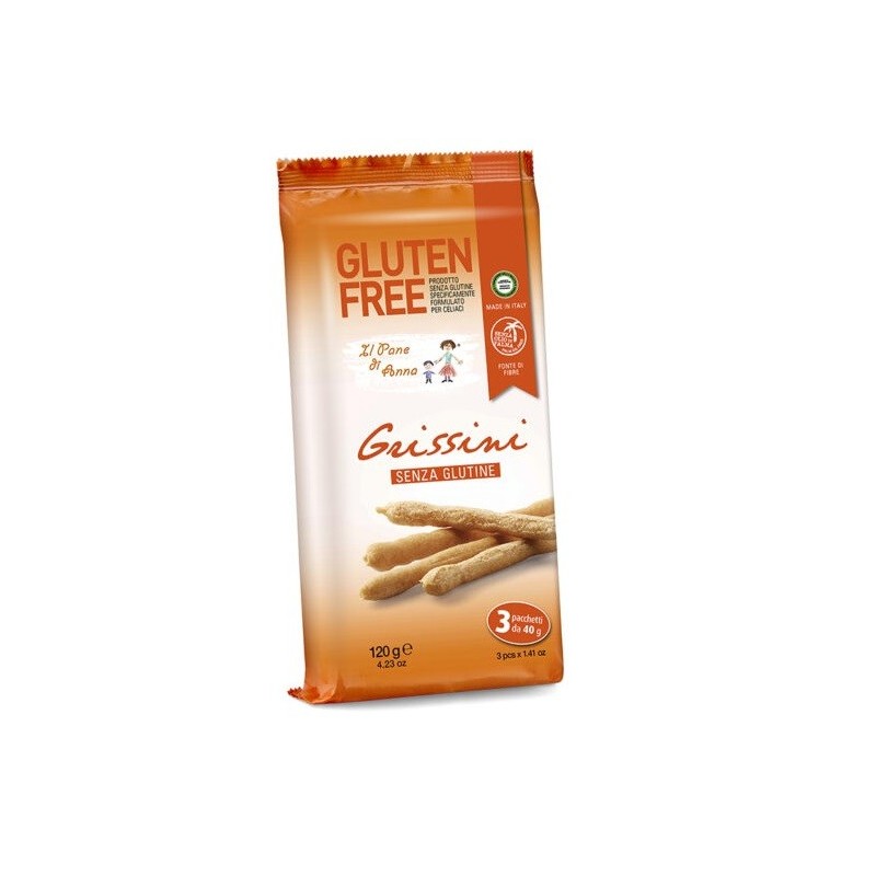 Pane anna grissini senza glutine e senza latte 3 pezzi 40 g