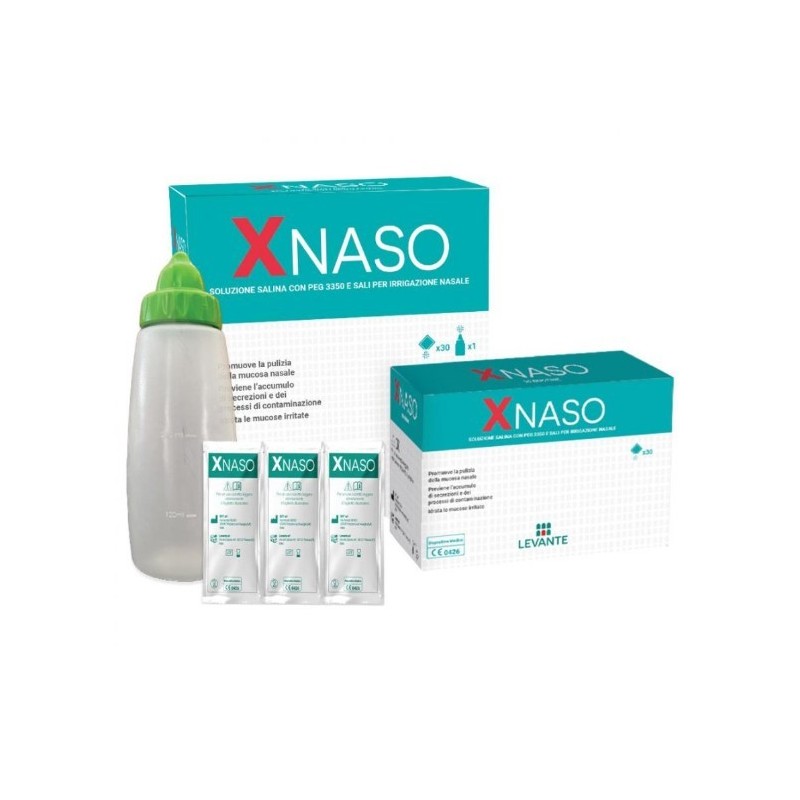 Soluzione salina con peg 3350 e sali per irrigazione nasalexnaso 30 bustine + 1 erogatore