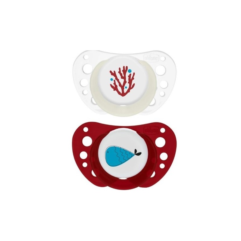 Chicco succhietti air rosso lumi silicone 16-36 mesi 2 pezzi