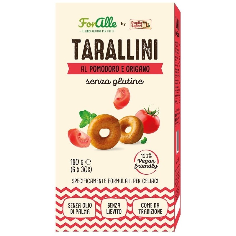 Foralle tarallini pomodoro e origano 6 bustine x 30 g Foralle tarallini pomodoro e origano 6 bustine x 30 g