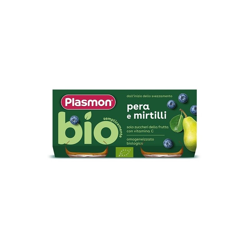 Plasmon omogeneizzato bio pera mirtilli 2 vasetti x 80 g