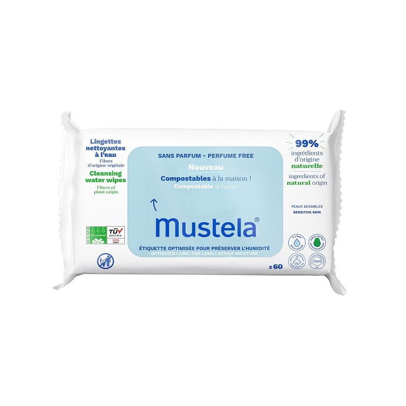 Mustela salviette acqua compostabili senza profumo 60 pezzi