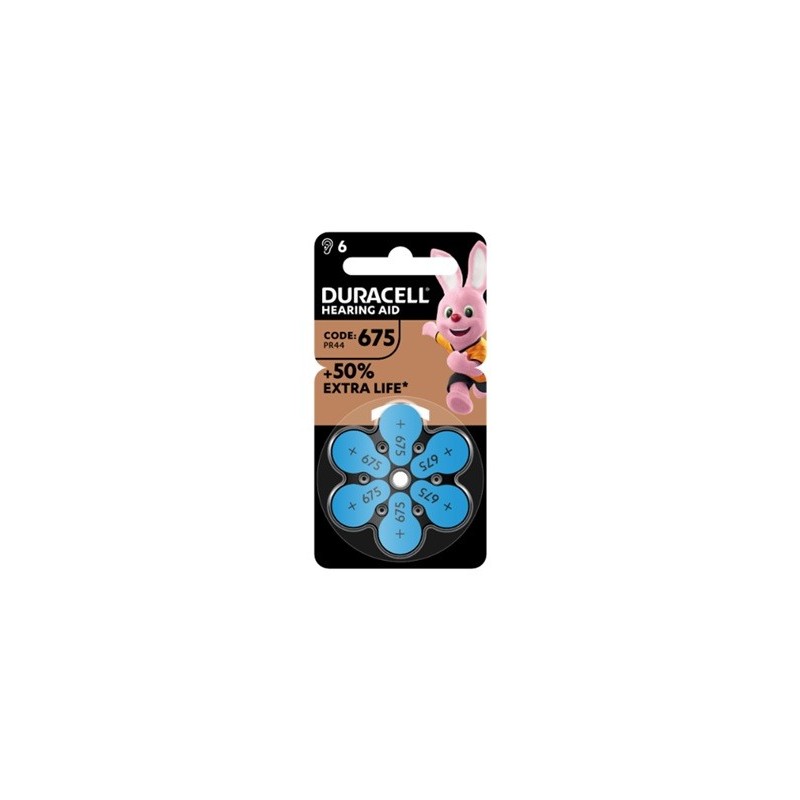 Duracell easy tab 675 blu batteria per apparecchio acustico6 pezzi