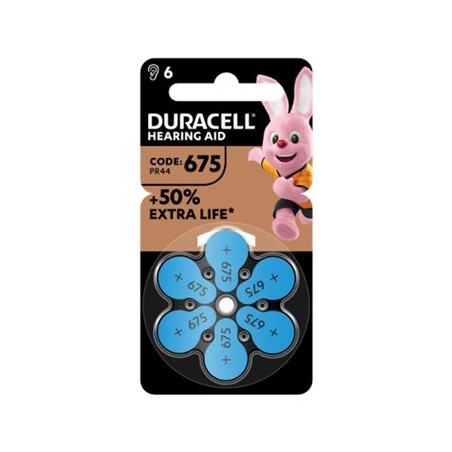 Duracell easy tab 675 blu batteria per apparecchio acustico6 pezzi