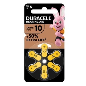 Duracell easy tab 10 giallo batteria per apparecchio acustico 6 pezzi