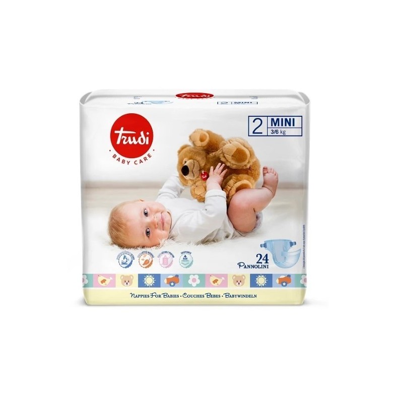 Trudi baby care pannolini mini 3/6 kg 24 pezzi