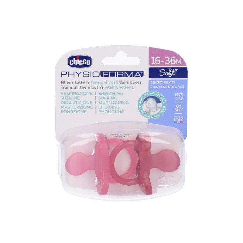 Chicco gommotto silicone rosa 16-36 mesi 2 pezzi