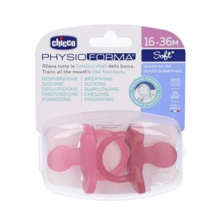 Chicco gommotto silicone rosa 16-36 mesi 2 pezzi