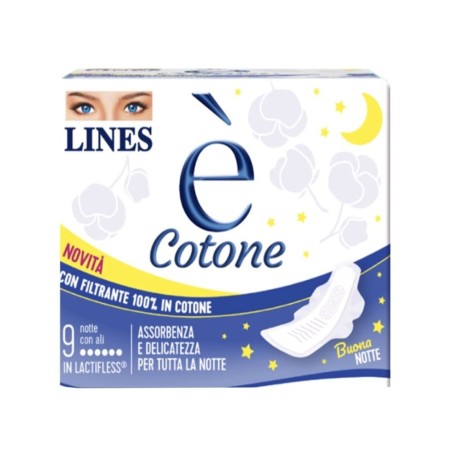 Lines e' cotone ali assorbente esterno notte 9 pezzi