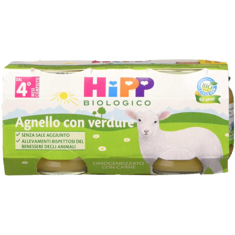 Hipp bio omogeneizzato agnello con verdure 2 pezzi da 80 g Hipp bio omogeneizzato agnello con verdure 2 pezzi da 80 g