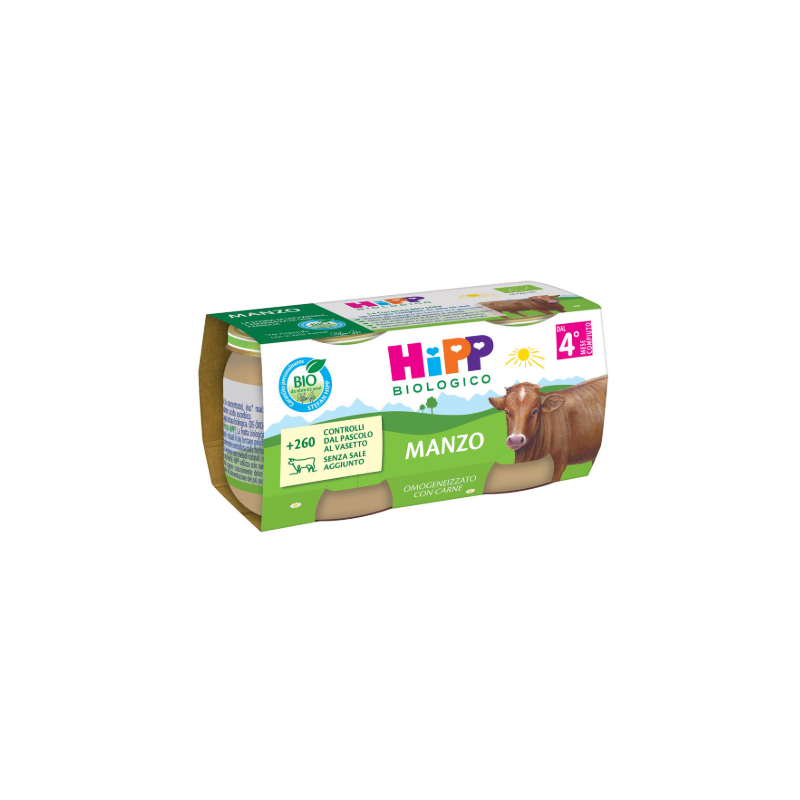 Hipp bio omogeneizzato manzo 2 pezzi da 80 g