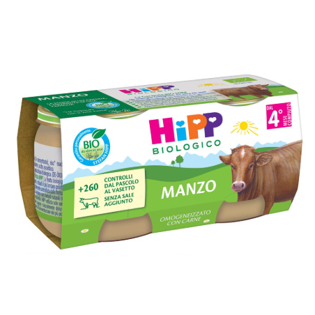 Hipp bio omogeneizzato manzo 2 pezzi da 80 g