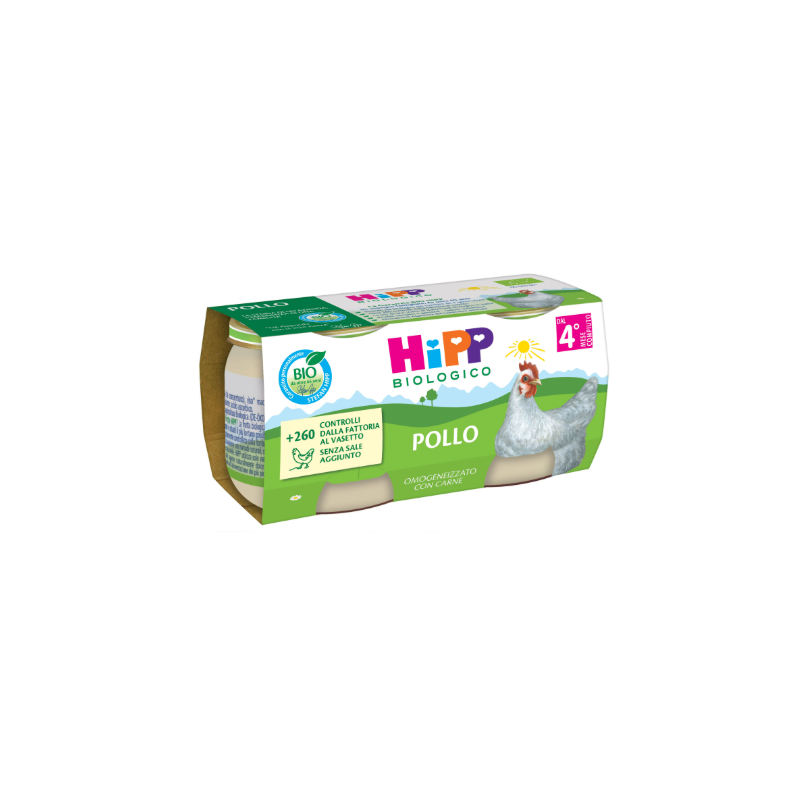 Hipp bio omogeneizzato pollo 2 pezzi da 80 g