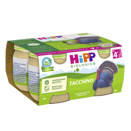 Hipp bio omogeneizzato tacchino 4 pezzi da 80 g Hipp bio omogeneizzato tacchino 4 pezzi da 80 g
