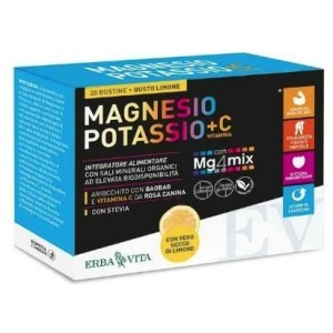 Magnesio potassio +c vitamina gusto limone 20 bustine da 3,8g