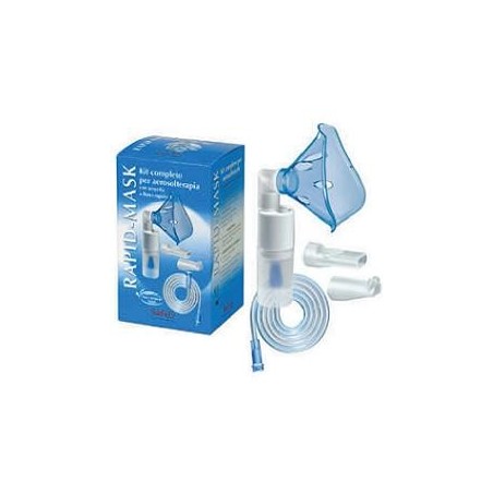 Kit completo prontex rapid mask per aerosolterapia con ampolla plastica +maschera per adulti +tubo pressione +accessorionasale +