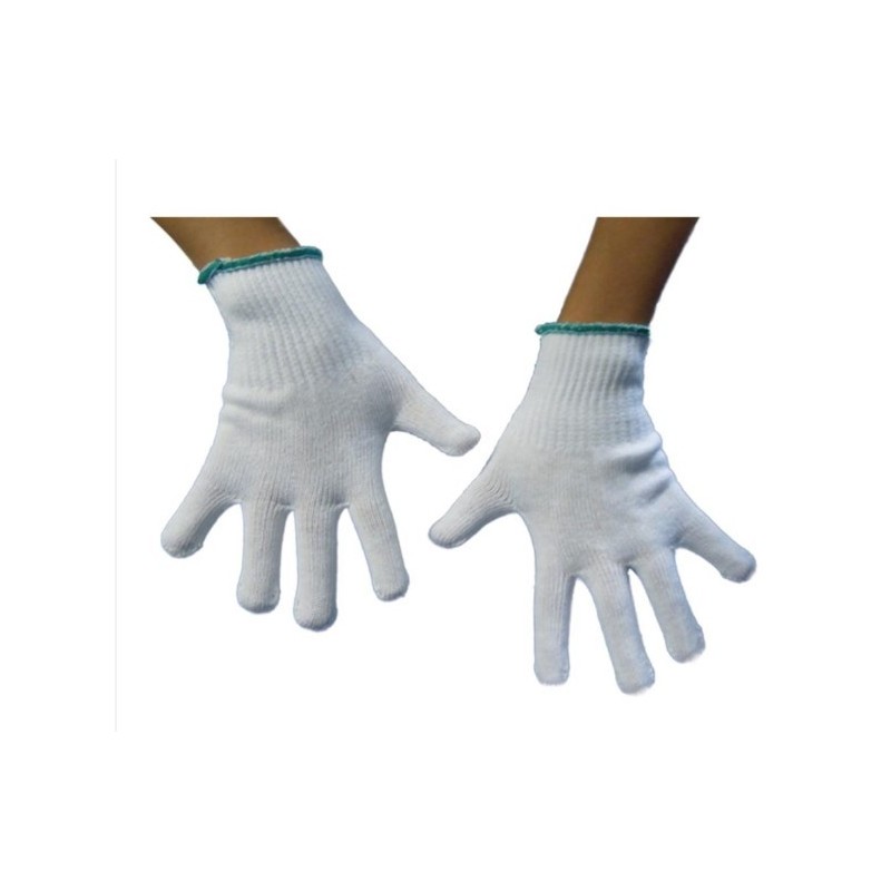Guanto ambidestro in cotone monofilo bianco per allergie dermatologiche senza cuciture polsino elastico larghezza 65 mm6,5 1 pai