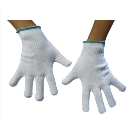 Guanto ambidestro in cotone monofilo bianco per allergie dermatologiche senza cuciture polsino elastico larghezza 65 mm6,5 1 pai