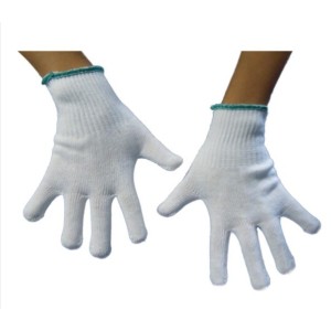 Guanto ambidestro in cotone monofilo bianco per allergie dermatologiche senza cuciture polsino elastico larghezza 65 mm8,5 1 pai