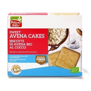 Fsc sweet avena cakes biscotti di avena al cocco bio senza lievito di birra senza latte co nolio di girasole senza oliodi palma 