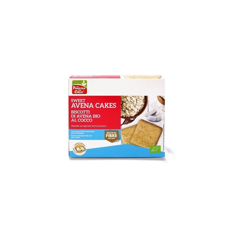 Fsc sweet avena cakes biscotti di avena al cocco bio senza lievito di birra senza latte co nolio di girasole senza oliodi palma 