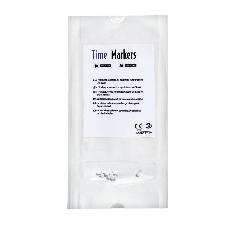 Marcatore radiopaco in granuli a base di polipropilene foodgrade e bario solfato fu time-markers per rilevamento tempodi transit