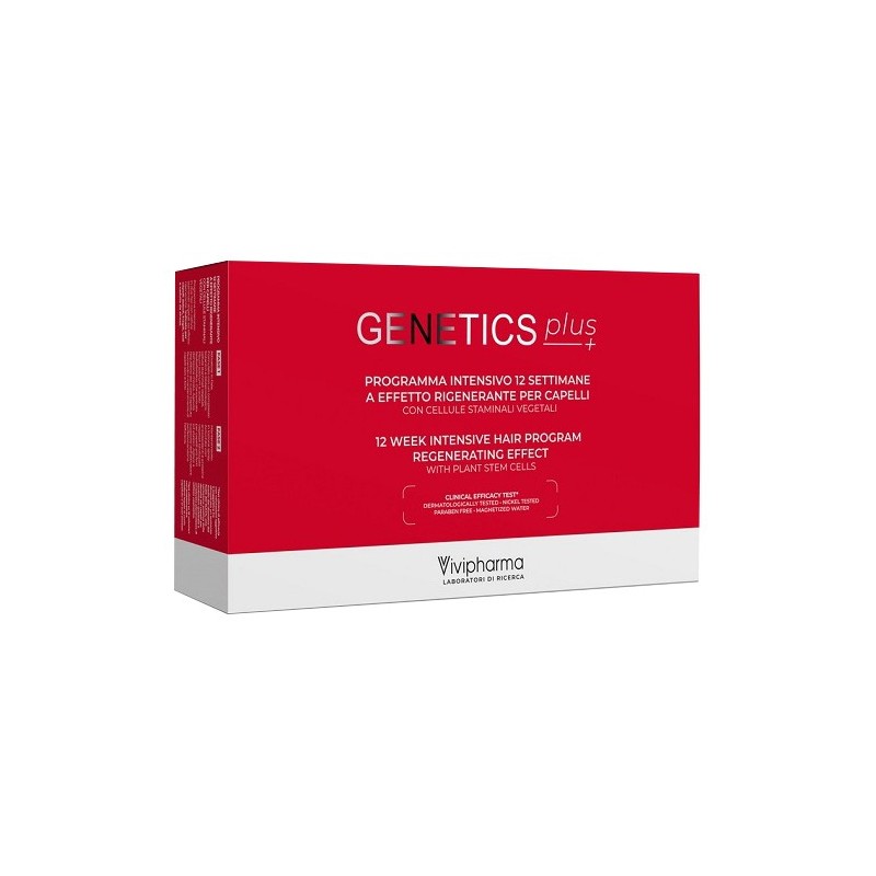 Genetics plus programma intensivo 12 settimane a effetto rigenerante per capelli con cellule staminali vegetali 14 fiale5 ml + 1