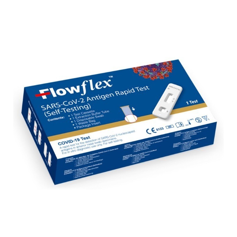 Test antigenico rapido covid-19 flowflex autodiagnostico determinazione qualitativa antigeni sars-cov-2 in tamponi nasali median