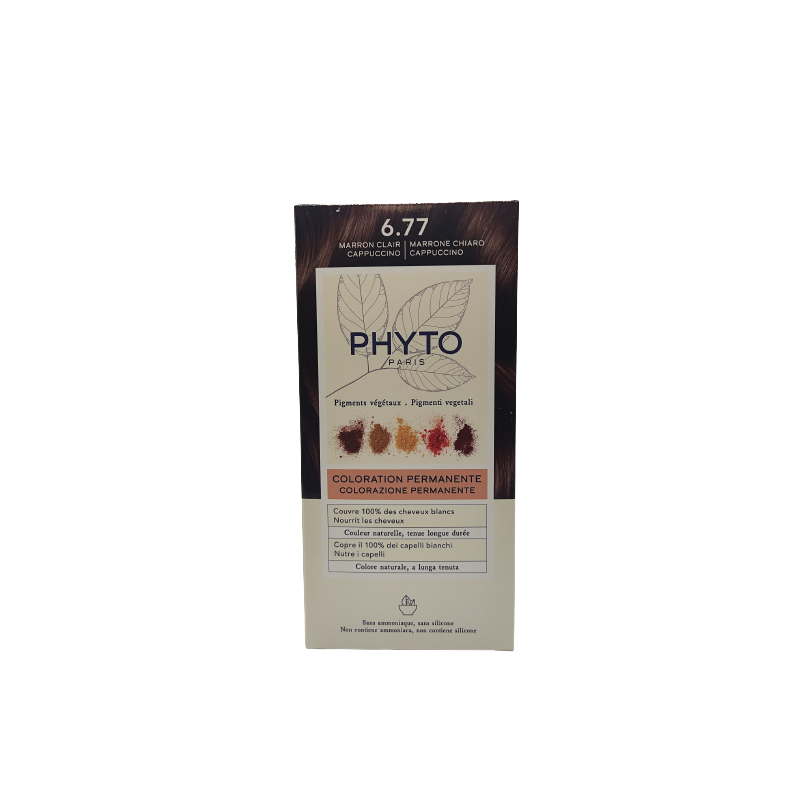 Color kit 6,77 marrone chiaro cappuccino latte rivelatore 50ml + crema colorante 50 ml + maschera protettiva colore 12ml + guant