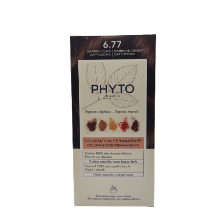 Color kit 6,77 marrone chiaro cappuccino latte rivelatore 50ml + crema colorante 50 ml + maschera protettiva colore 12ml + guant