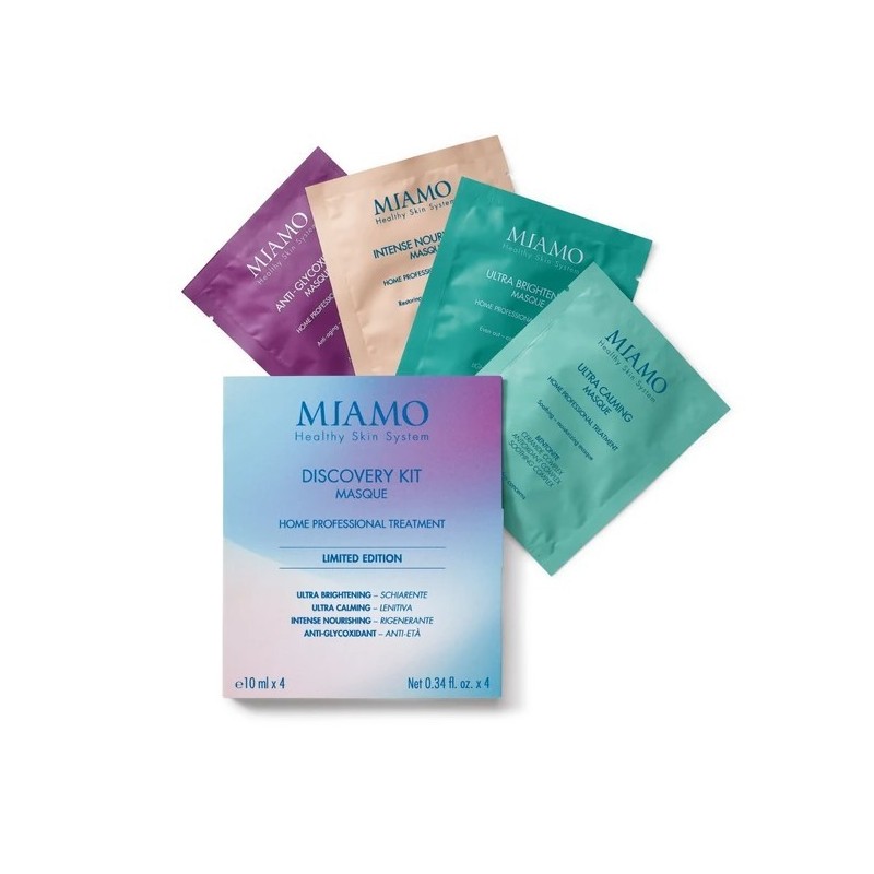 Miamo discovery box 1 longevity plus intense nourishing masque 10 ml + 1 anti glycoxidant masque 10 ml + 1 ultra calmingmasque 1