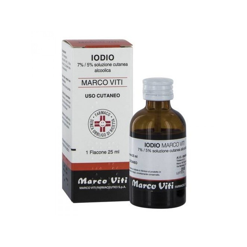 Iodio soluzione alcolica i (marco viti) soluz cutanea 25 ml7% + 5%