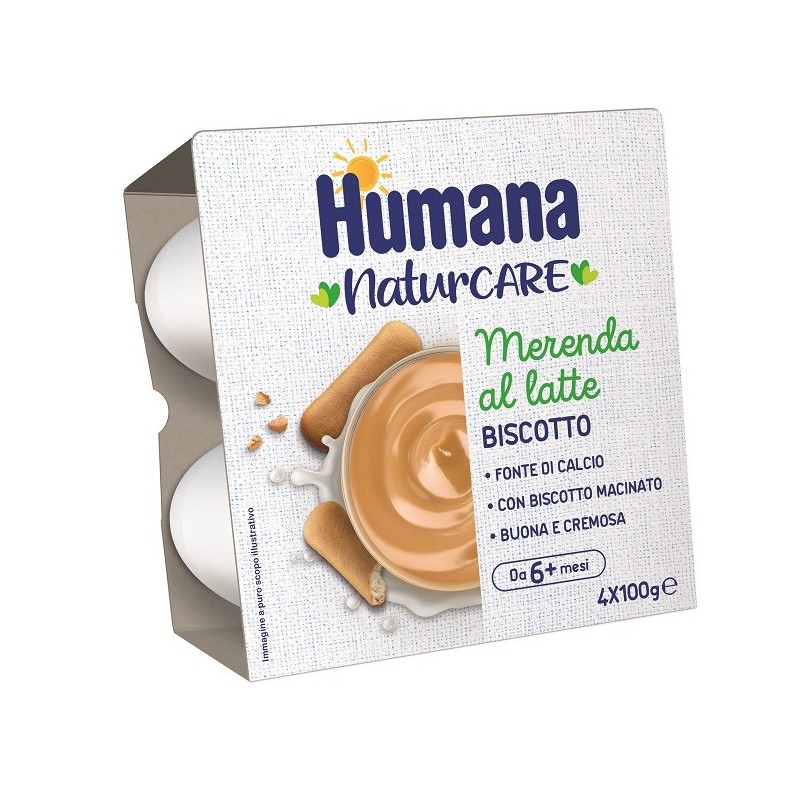 Humana merenda latte biscotto 4 pezzi da 100 g