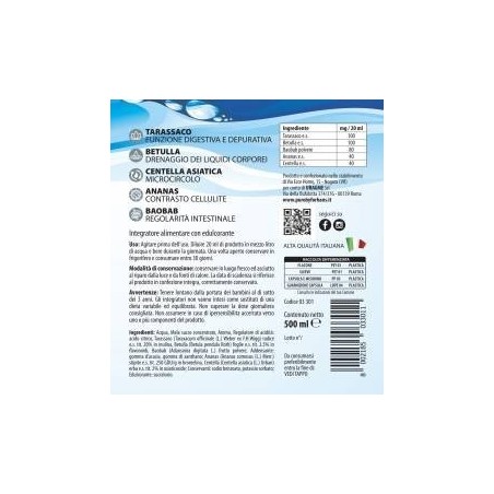 Puro drenante 5 azioni con baobab gusto ananas 500 ml