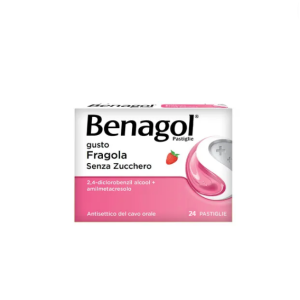 Benagol 24 pastiglie 0,6 mg + 1,2 mg fragola senza zucchero