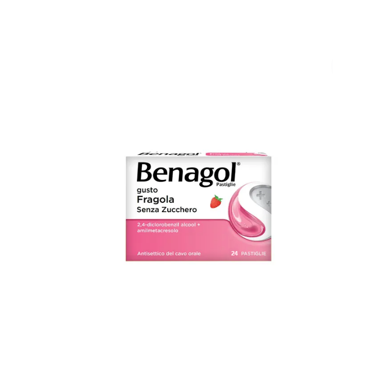 Benagol 24 pastiglie 0,6 mg + 1,2 mg fragola senza zucchero