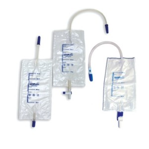 Sacca raccolta urina da gamba securdrain via' con valvola antireflusso e rubinetto di scarico tubo 10cm raccordo universale dopp