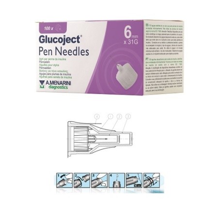 Ago per penna da insulina glucoject lunghezza 6 mm gauge 31100 pezzi