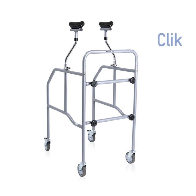 Deambulatore sottoascellare smontabile regolabile in acciaio4 ruote piroettanti 100 mm di cui 2 con freno peso massimosopportabi