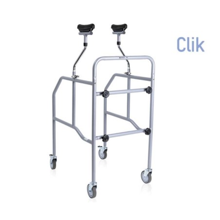 Deambulatore sottoascellare smontabile regolabile in acciaio4 ruote piroettanti 100 mm di cui 2 con freno peso massimosopportabi