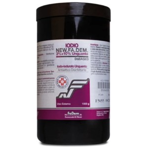 Iodio new.fa.dem. ung derm 1.000 g 2% + 10%