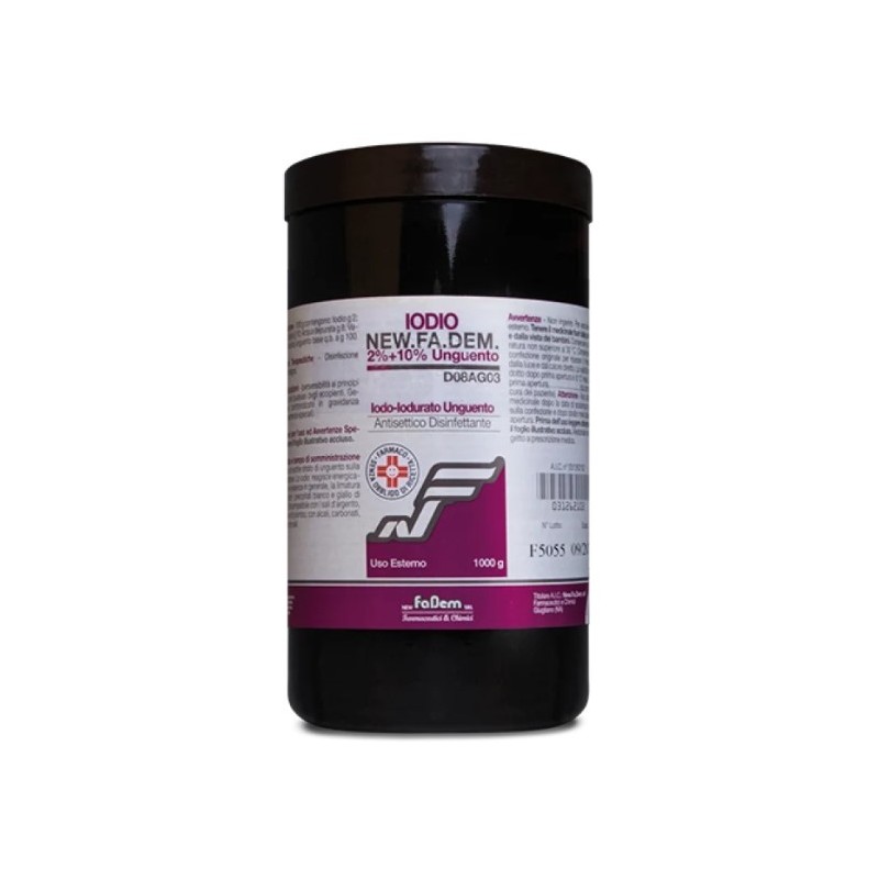 Iodio new.fa.dem. ung derm 1.000 g 2% + 10%