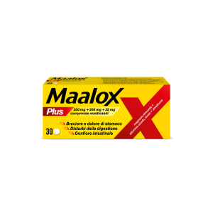 Maalox plus 30 compresse mast 200 mg + 200 mg + 25 mg