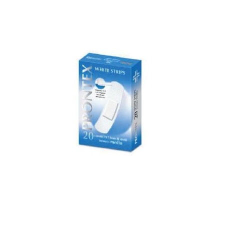Cerotto prontex white strips in tessuto non tessuto bianco sterile scatola 20 cerotti medi
