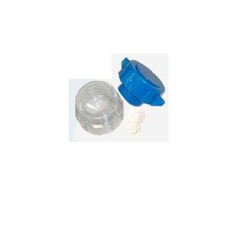 Frantumapillole in abs a 2 scomparti base trasparente coperchio blu dimensioni 5,4x3,3x4,7 cm