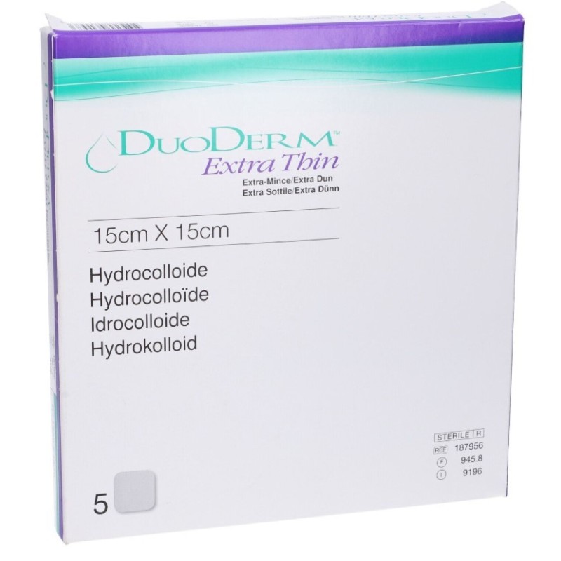 Medicazione con idrocolloidi sterile duoderm extra sottile 15x15cm 5 pezzi
