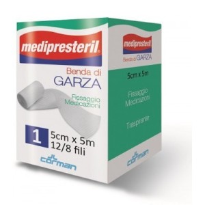 Benda di garza medipresteril 12/8 fu m5x5cm 12/8 fili