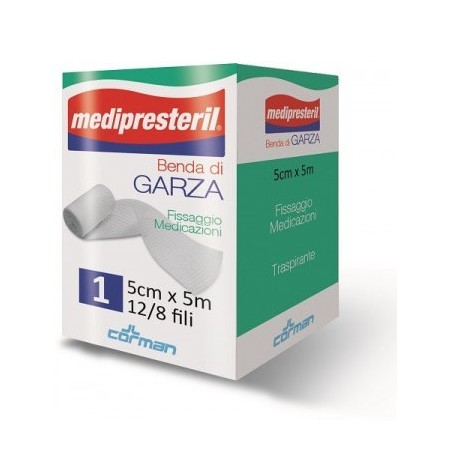 Benda di garza medipresteril 12/8 fu m5x5cm 12/8 fili Benda di garza medipresteril 12/8 fu m5x5cm 12/8 fili