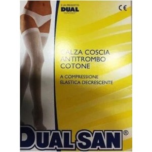 Dualsan monocollant antitrombo in cotone ambidestro compressione elastica decrescente senza tassello bianco unisex 1